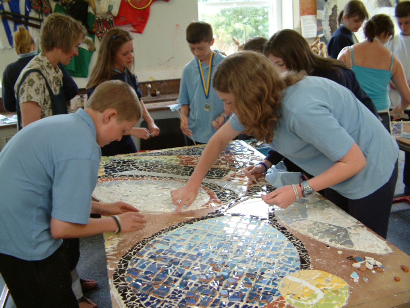 Children working on Mosaic